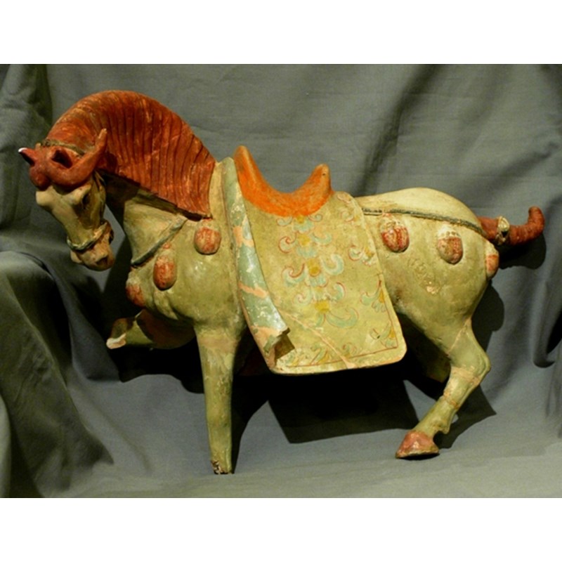 Cavallo cinese in Terracotta dipinta