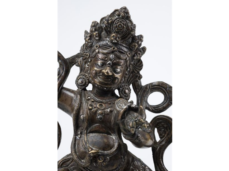 RARE SILVER AND COPPER INLAID BRONZE OF VAJRAPANI. SINO - TIBET, END OF 18TH CENTURY