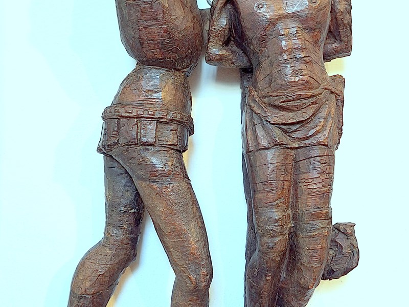 SCULTURA GOTICA IN LEGNO DI ROVERE 'LA FLAGELLAZIONE DI CRISTO'