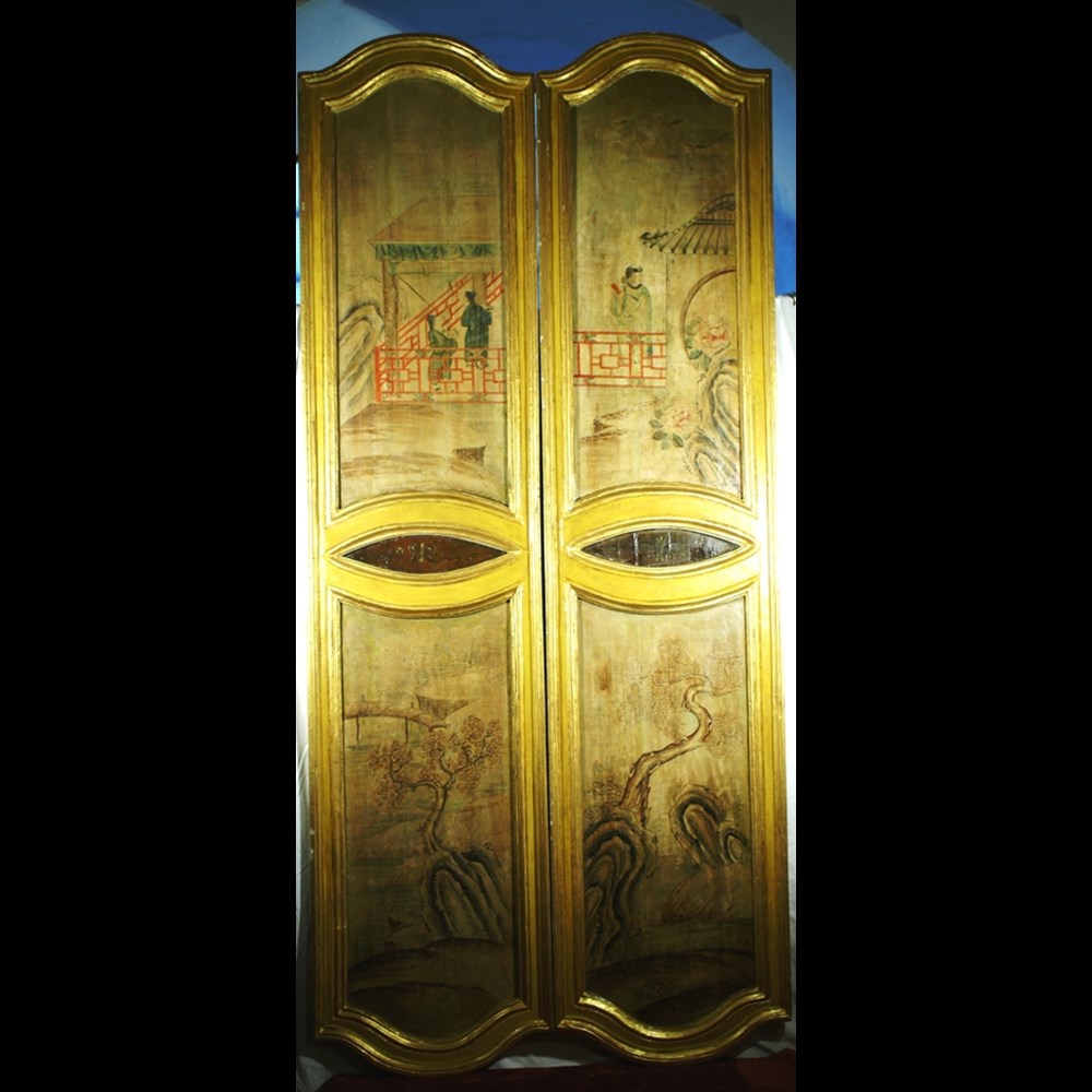 Coppia di ante laccate piemontesi 'Chinoiserie'